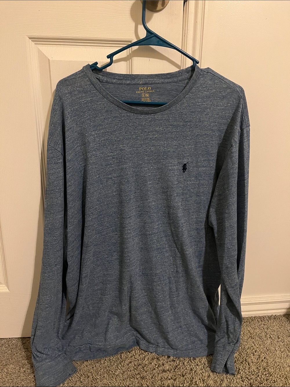 Polo by Ralph Lauren Heather Slate Blue Long-Sleeve Crewneck Shirt